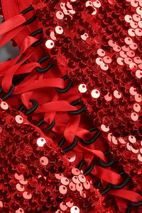 3D Floral Sequin Top and Trousers in Burgundy & Purple