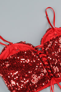 3D Floral Sequin Top and Trousers in Burgundy & Purple