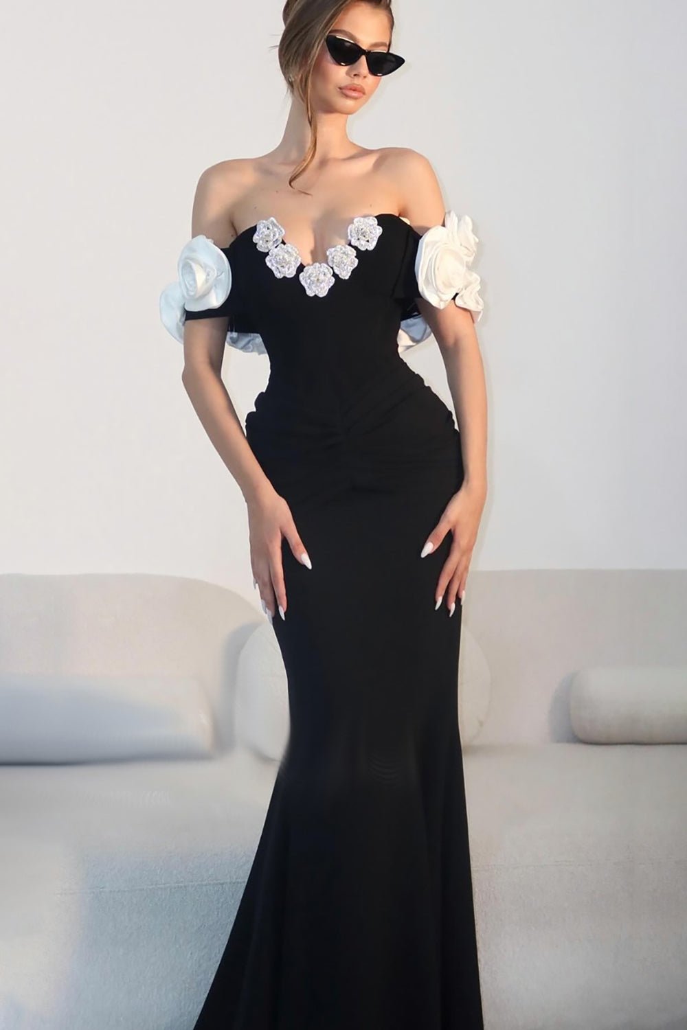 3D Floral Mermaid Maxi Bandage Dress CHICIDA 3D Floral Mermaid Maxi Bandage Dress CHICIDA