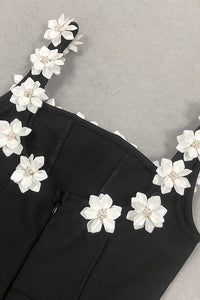 3d Flower Trim Slip Mini Dress