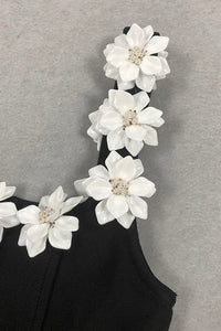 3d Flower Trim Slip Mini Dress