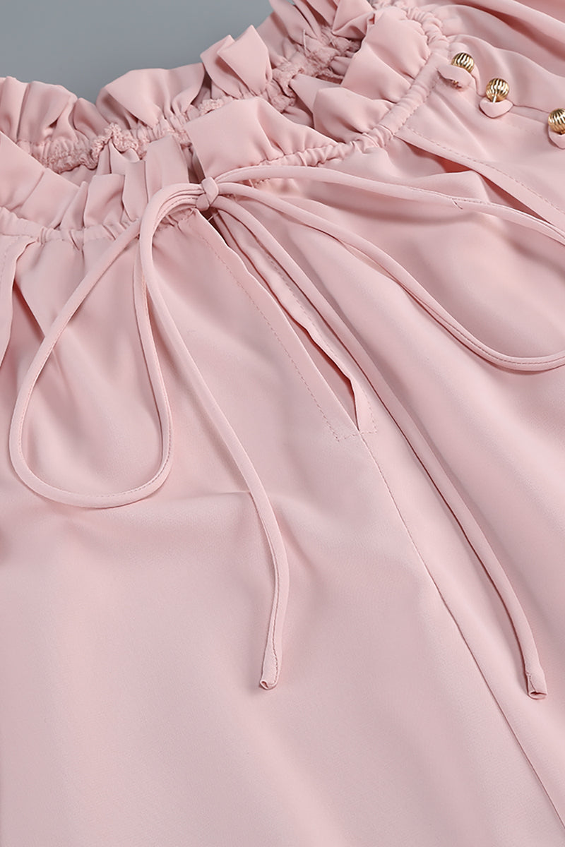Asymmetrical Ruched Maxi Dress in Pink