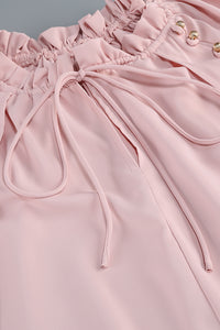Asymmetrical Ruched Maxi Dress in Pink