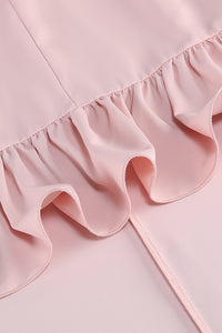 Asymmetrical Ruched Maxi Dress in Pink
