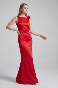 Backless 3D Floral Embellished Gown