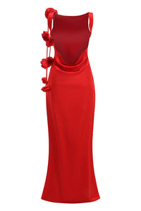 Backless 3D Floral Embellished Gown