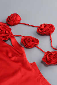 Backless 3D Floral Embellished Gown