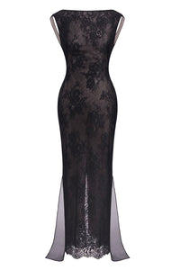 Backless Butterfly Bows Lace Maxi Dress