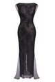 Backless Butterfly Bows Lace Maxi Dress