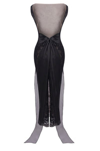Backless Butterfly Bows Lace Maxi Dress