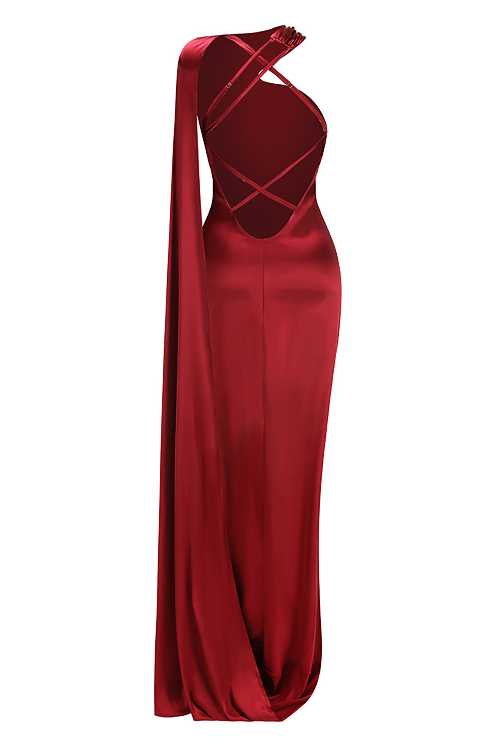 Backless Cape Maxi Dress