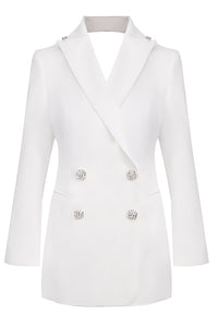 Backless Crystal Sequin-embellished Blazer Lace Maxi Skirt