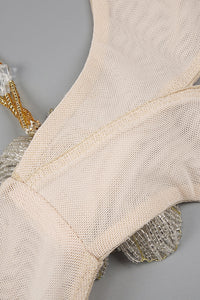 Backless Floral Crystal Maxi Dress