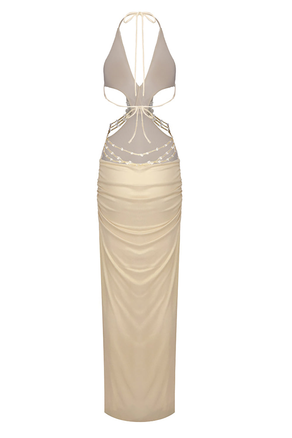 Backless Floral Crystal Maxi Dress