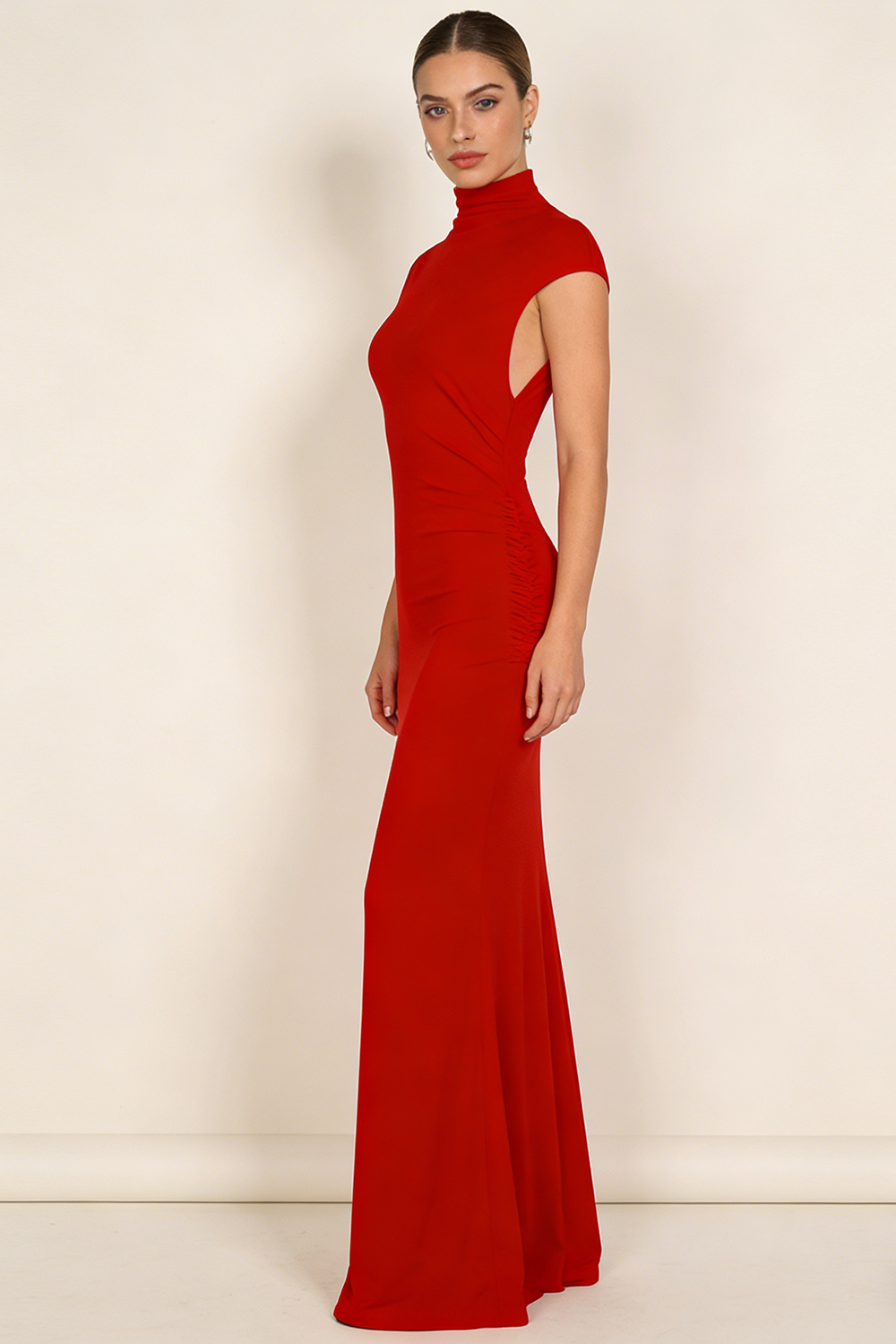 Backless Gathered Maxi Dress