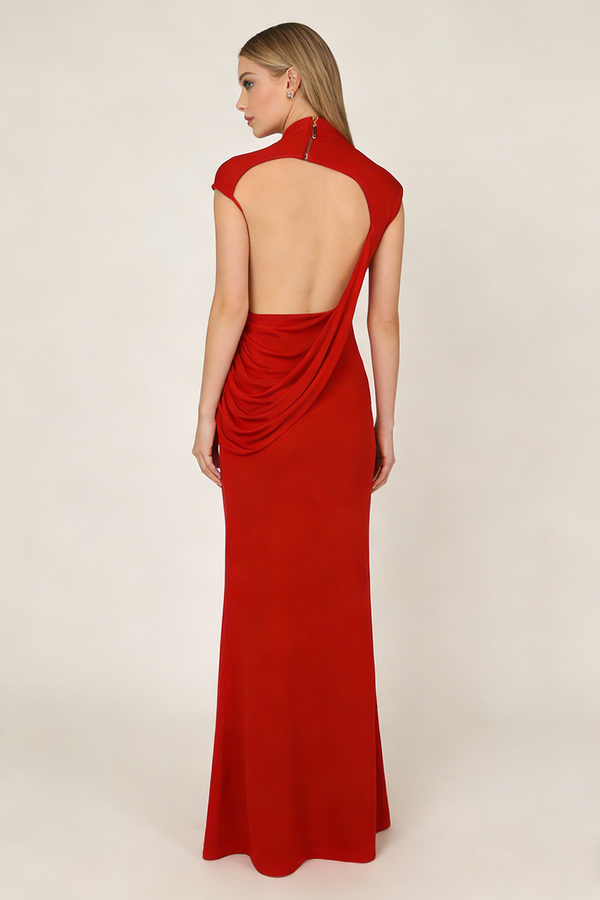 Backless Gathered Maxi Dress
