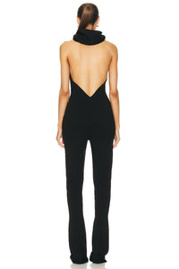 Backless Hooded Jumpsuit in Black