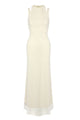 Backless Pearl-Embellished Maxi Dress in White