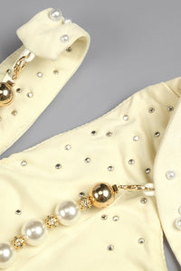 Backless Pearl-Embellished Maxi Dress in White
