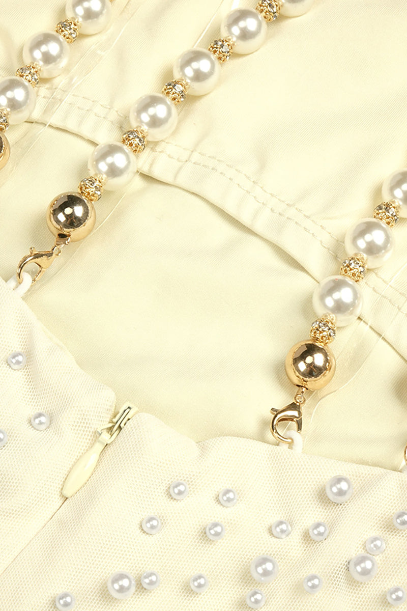 Backless Pearl-Embellished Maxi Dress in White
