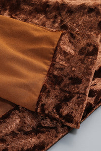 Backless Pearl Velvet Maxi Dress in Bronze