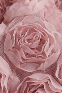 Backless Rose Applique Tulle Midi Dress