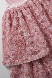 Backless Rose Applique Tulle Midi Dress