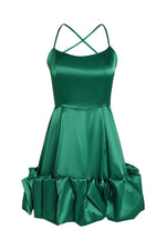 Backless Strappy Ruffle Satin A Line Dress