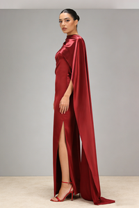Backless Cape Maxi Dress