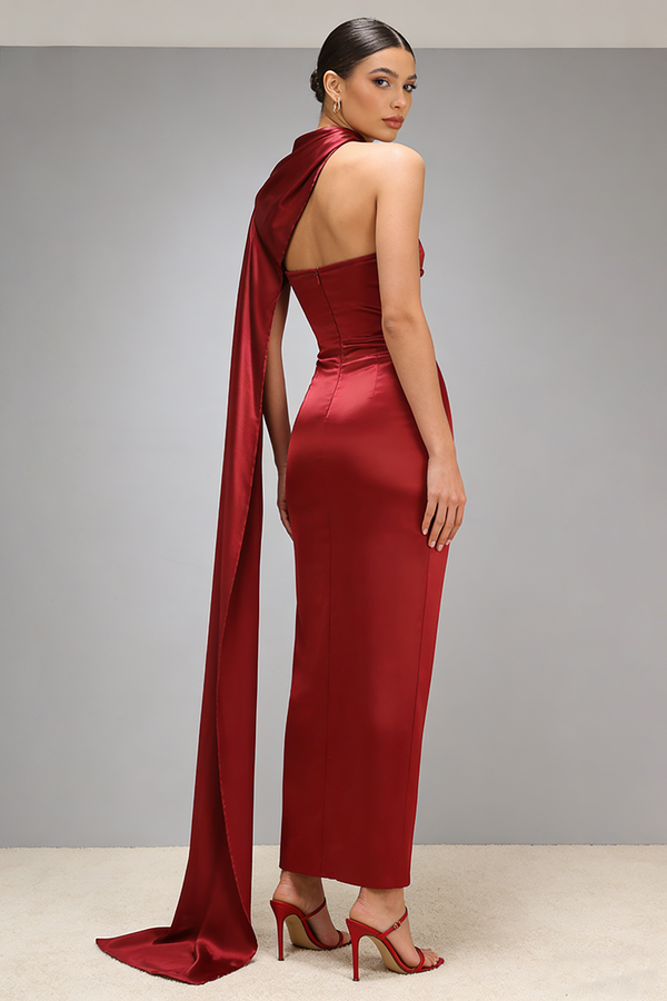Backless Cape Maxi Dress