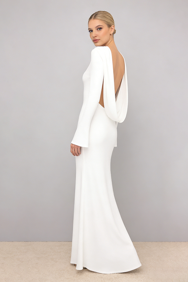 Backless Flared-cuffs Maxi Dress