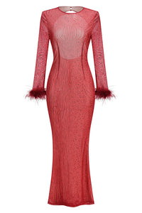 Backless Leopard Burnout Mesh Maxi Dress