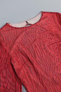 Backless Leopard Burnout Mesh Maxi Dress