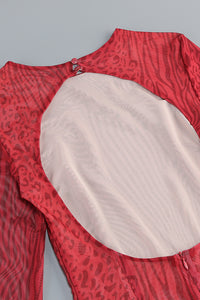 Backless Leopard Burnout Mesh Maxi Dress