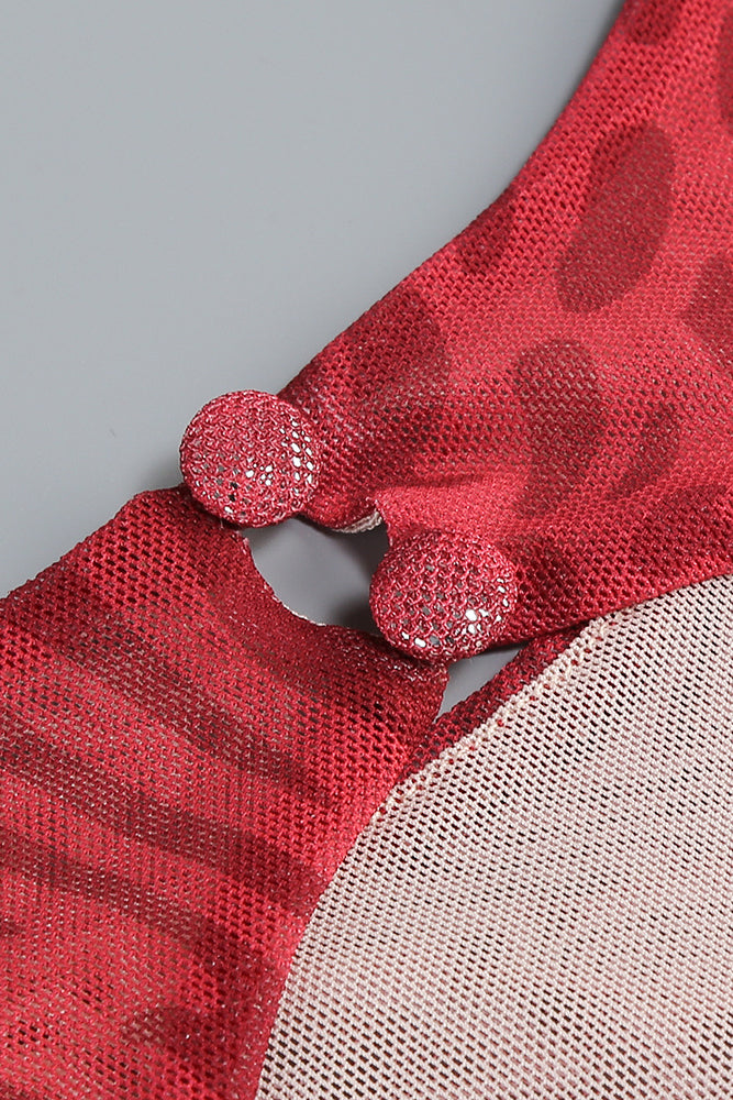 Backless Leopard Burnout Mesh Maxi Dress