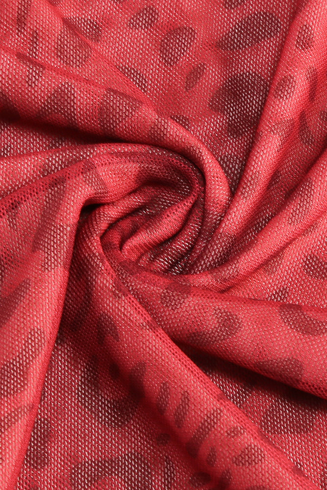 Backless Leopard Burnout Mesh Maxi Dress