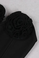 Bandeau Flower Slit Midi Bandage Dress
