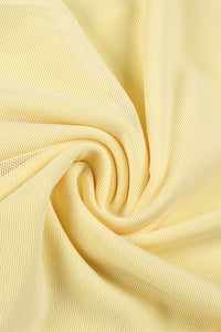 Bandeau Neck Flared Mesh Gown