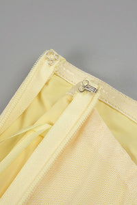 Bandeau Neck Flared Mesh Gown