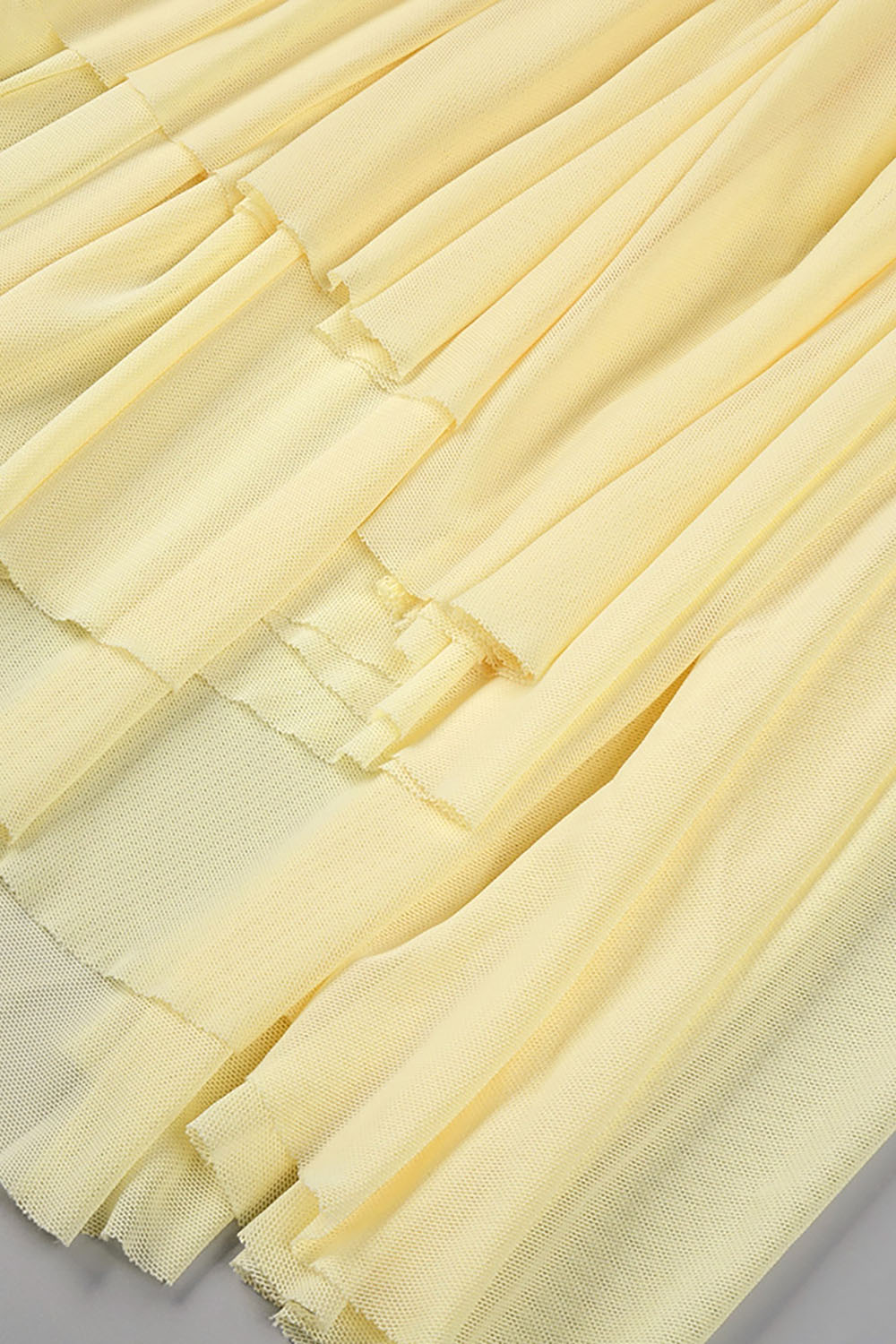 Bandeau Neck Flared Mesh Gown