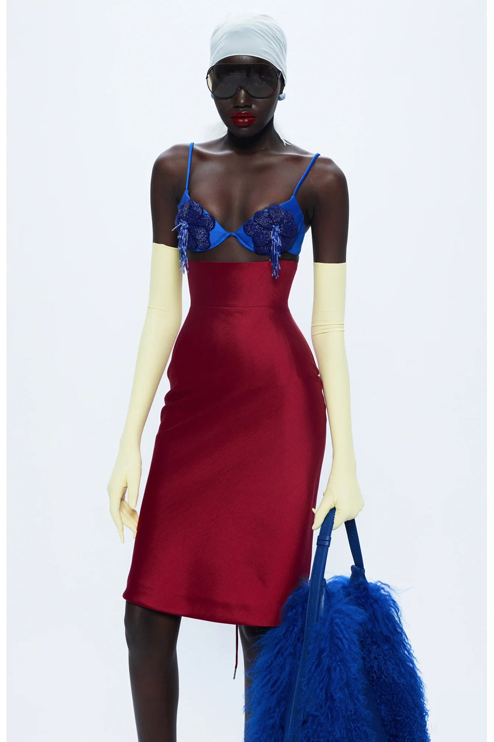 Beaded Applique Lace-up Dress