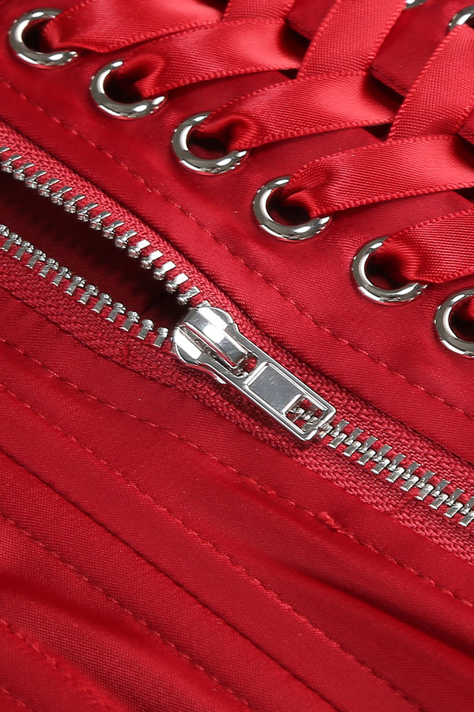 Beaded Applique Lace-up Dress