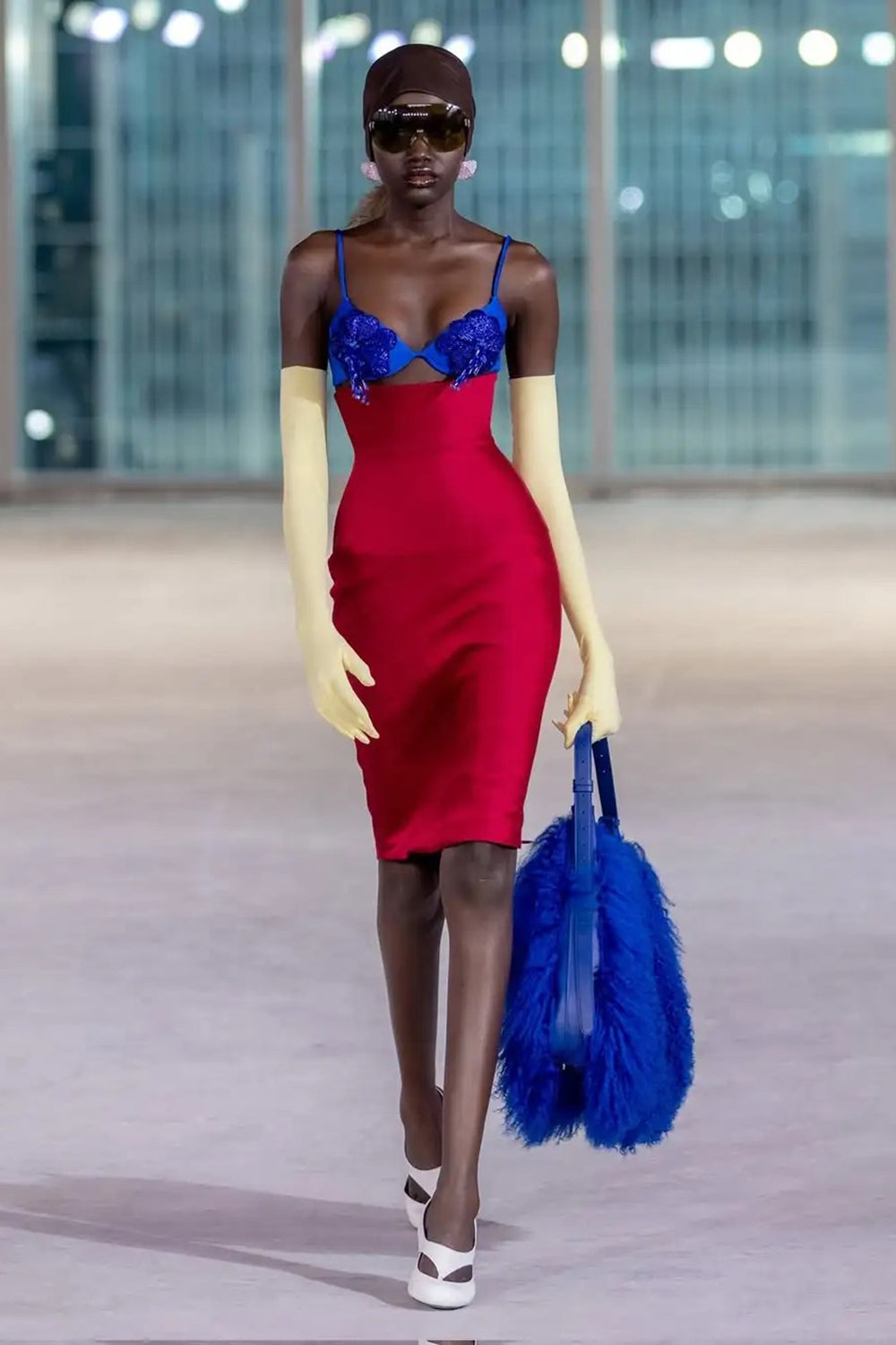 Beaded Applique Lace-up Dress