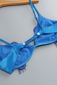 Beaded Applique Lace-up Dress