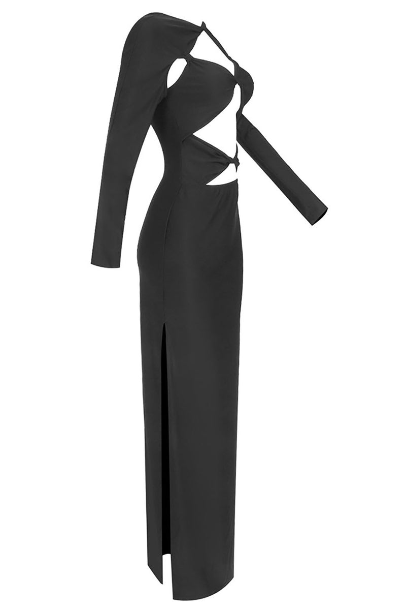 Black Embellished Cut-out Maxi Dress