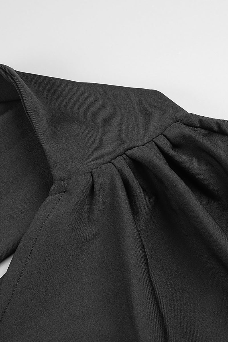 Black Single Sleeve Satin Cotton Mesh Long Gowns