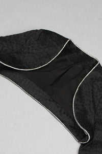 Vestido corto tipo blazer de jacquard con cuello en V negro