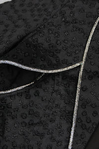 Black V-neck Jacquard Blazer Short Dress