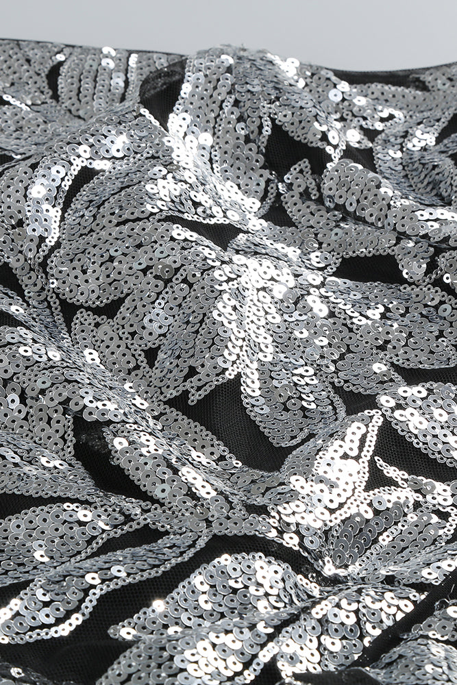 Botanical Sequin Embellished Gown