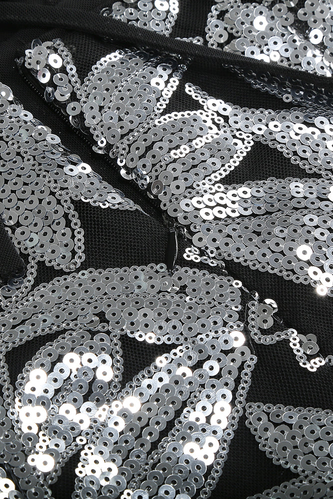 Botanical Sequin Embellished Gown